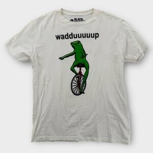Black Matter T-Shirt Mens Large Meme Frog Unicycle Wat Meme Graphic White Cotton